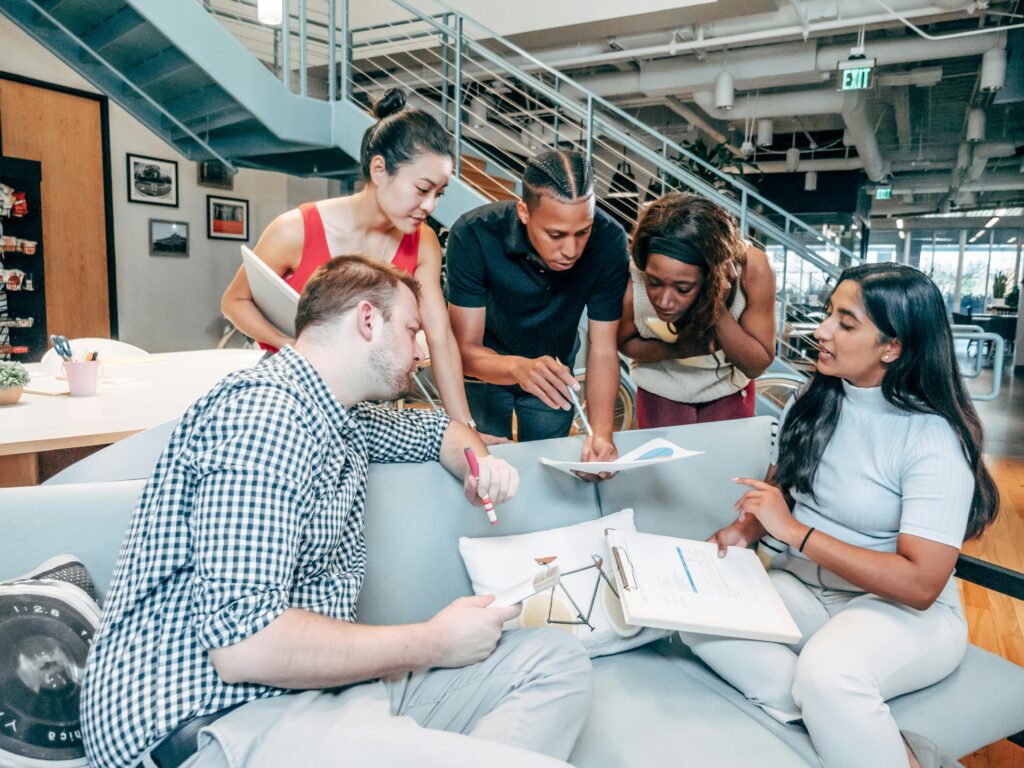 Digital marketing freelancers working together.